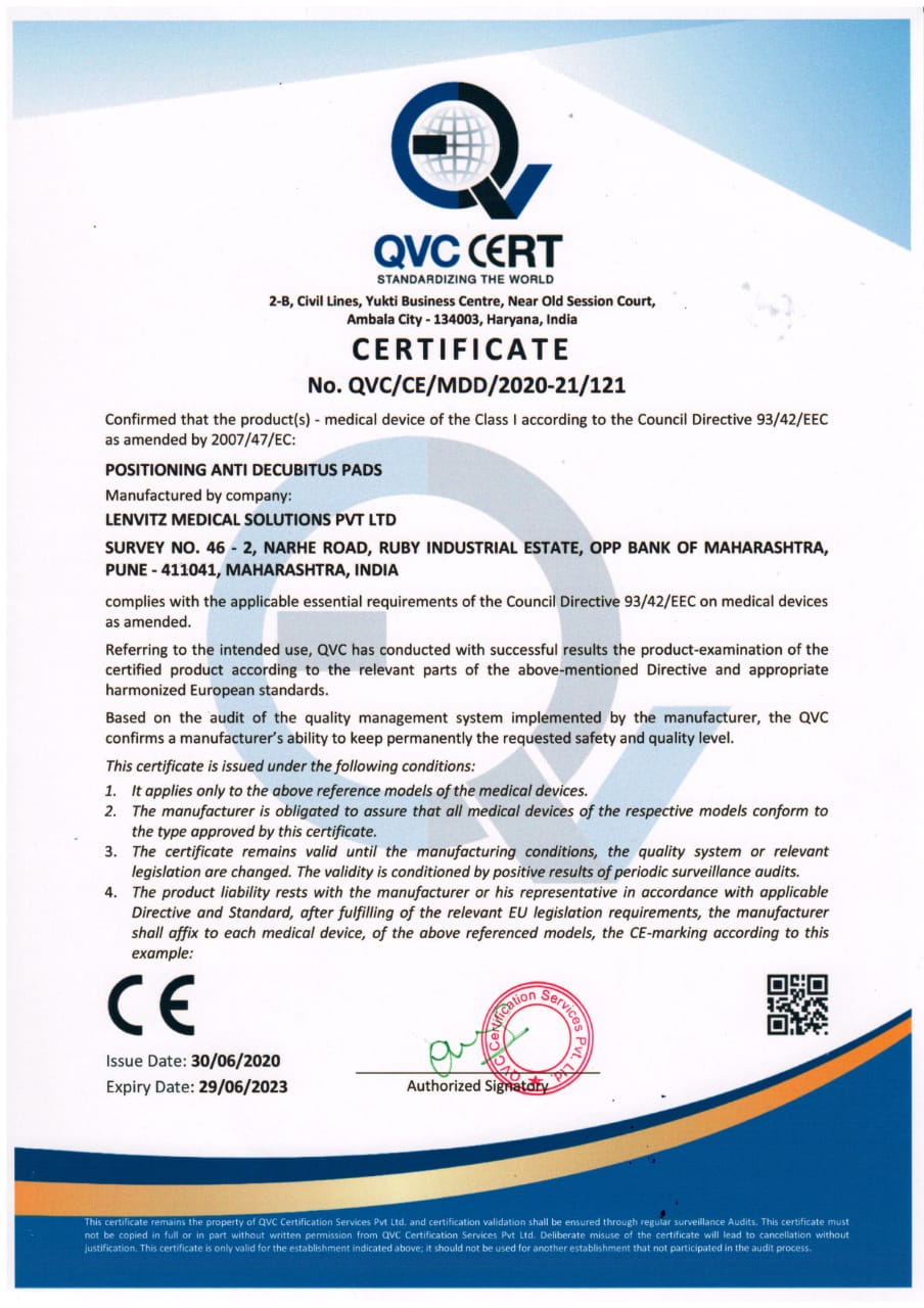 Positioning Anti Decubitus Cerificate - Lenvitz Medical Solution PVT. LTD.